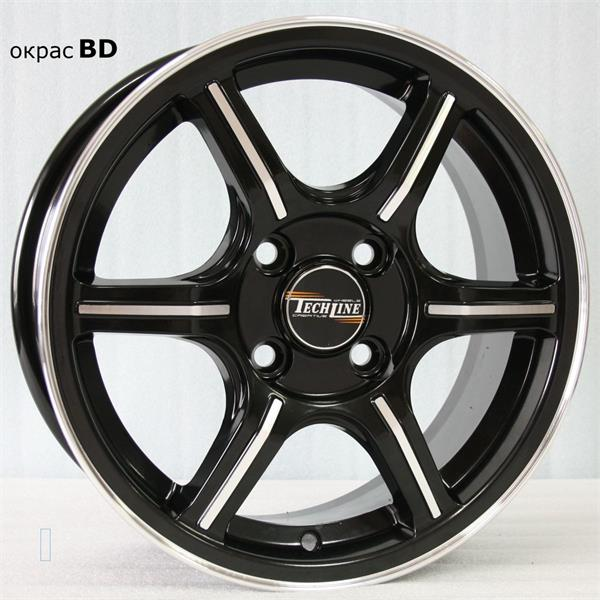 Диски Tech Line 433 5.5 х 14 4*98 Et: 38 Dia: 67.1 черный с проточкой глянцевый
