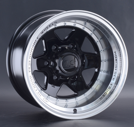 Диски LS wheels 879 10 х 15 6*139,7 Et: -44 Dia: 106.1 черный с полированным ободом
