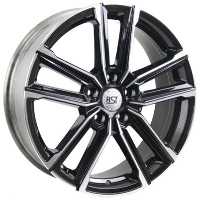 Диски RST R078 7 х 18 5*114,3 Et: 37 Dia: 66.6 черный с проточкой глянцевый