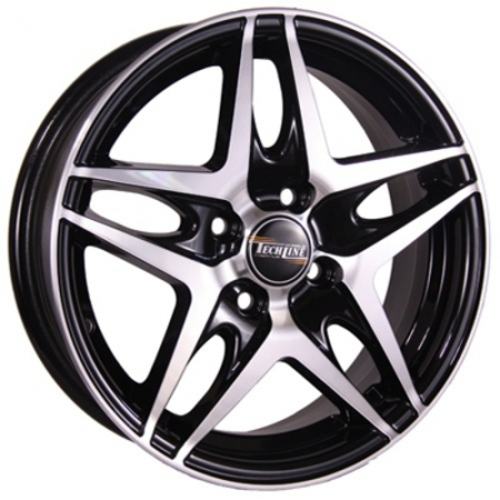 Диски Tech Line 430 5.5 х 14 4*100 Et: 43 Dia: 60.1 черный с проточкой глянцевый