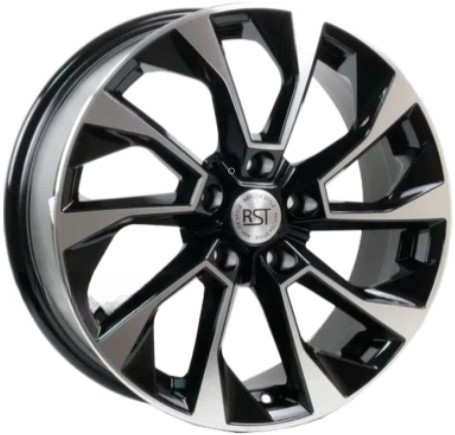 Диски RST R177 7 х 17 5*114,3 Et: 45 Dia: 67.1 черный с проточкой глянцевый