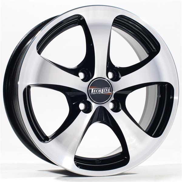 Диски Tech Line 403 5.5 х 14 4*98 Et: 32 Dia: 58.6 черный с проточкой глянцевый